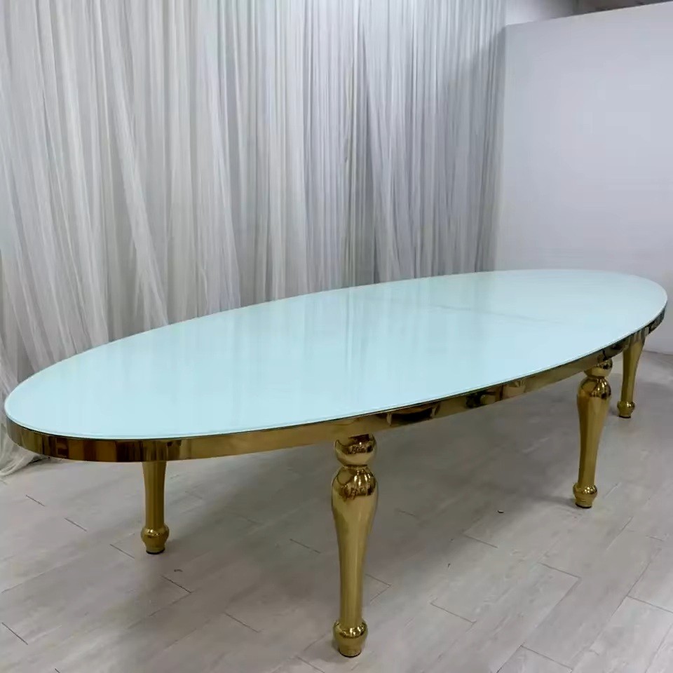 Luxury oval mirror glass top Table